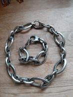 Stalen ketting met armband, Sieraden, Tassen en Uiterlijk, Kettingen, Ophalen of Verzenden, Zo goed als nieuw, Zilver, Overige materialen