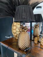 Gouden Ananas Tafellamp met Zwarte Kap, Ophalen, Gebruikt, Metaal, Minder dan 50 cm