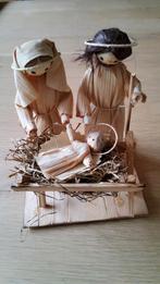 Oud retro maïs kerstgroep Maria Jozef kindje Jezus in kribbe, Ophalen of Verzenden, 2000 tot heden