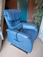 Sta-Op Relax fauteuil blauw leder- elektrisch., Ophalen, Sta-Op Relax fauteuil, Gebruikt, Blauw