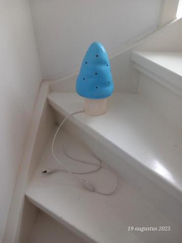 Heico paddestoel lamp - blauw met brandvlek beschikbaar voor biedingen