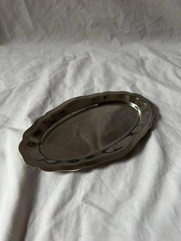 Vintage Franse RVS inox ovale serveerschaal 20x12cm beschikbaar voor biedingen