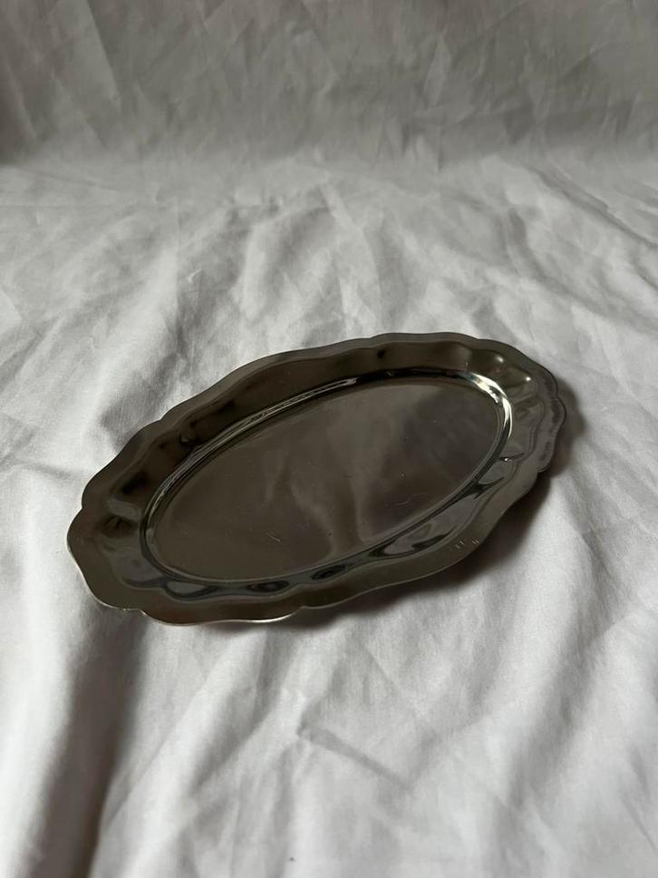 Vintage Franse RVS inox ovale serveerschaal 20x12cm, Huis en Inrichting, Keuken | Servies, Schaal of Schalen, Overige stijlen