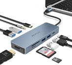 Docking Station 10-in-1 USB-C 4K-HDMI 100W PD USB3.0, Nieuw, Docking station, Hopday, Ophalen of Verzenden