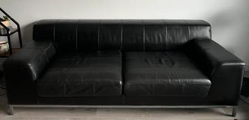 Leren bank (2,5 zits) + hocker