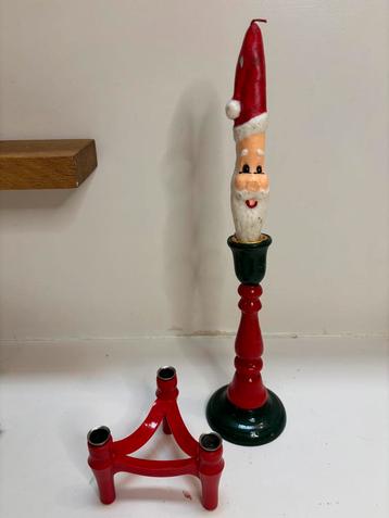 Vintage Kandelaar Set + Kerstman Kaars beschikbaar voor biedingen