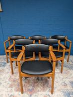 6x Vintage Deens design stoelen, FDB Mobler, Ophalen, Gebruikt, Bruin, Hout