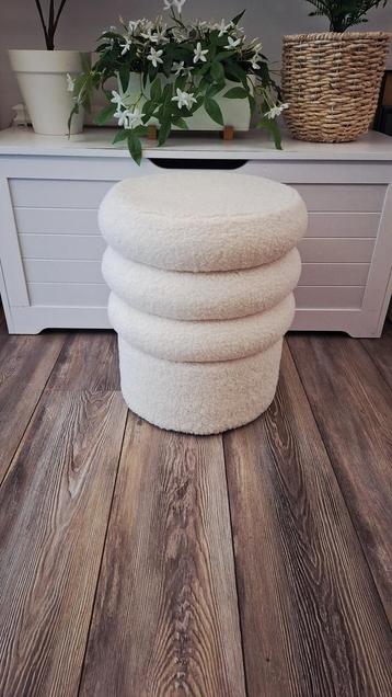 Teddy poef gelaagd, wit, 38 diameter x 43 cm, zgan beschikbaar voor biedingen