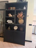 Zwarte Mango Houten Vakkenkast, Huis en Inrichting, Kasten | Boekenkasten, Ophalen, Met plank(en), Gebruikt, 100 tot 150 cm