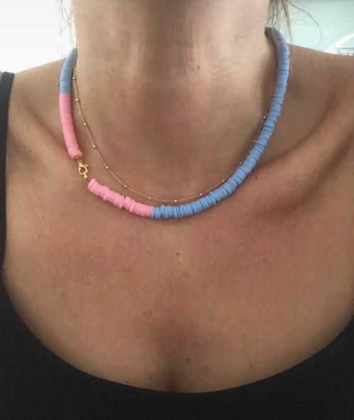 Ibiza Boho ketting 45,5 cm lang met goudkleurig slotje, Sieraden, Tassen en Uiterlijk, Kettingen, Zo goed als nieuw, Overige materialen