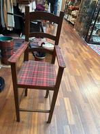 Vintage Houten Stoel met Schotse Ruit Bekleding, Ophalen of Verzenden