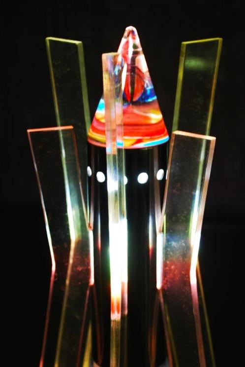 Vintage Raket lamp. " Lancering van Raket "  Retro Space Age, Antiek en Kunst, Curiosa en Brocante, Ophalen of Verzenden