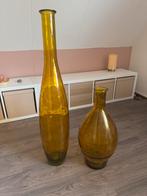 Mika Grote Glazen Vazen - Okergeel, Huis en Inrichting, Woonaccessoires | Vazen, Ophalen, Geel, 75 cm of meer, Glas