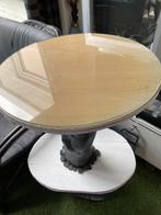 Mooie Boomstam tafel met glasplaat., Tuin en Terras, Tuintafels, Ophalen of Verzenden, Zo goed als nieuw, Rond, Wicker