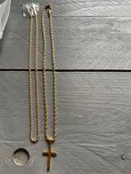 Gold cross rope chain 5mm, Met hanger, Nieuw, Ophalen of Verzenden, Goud