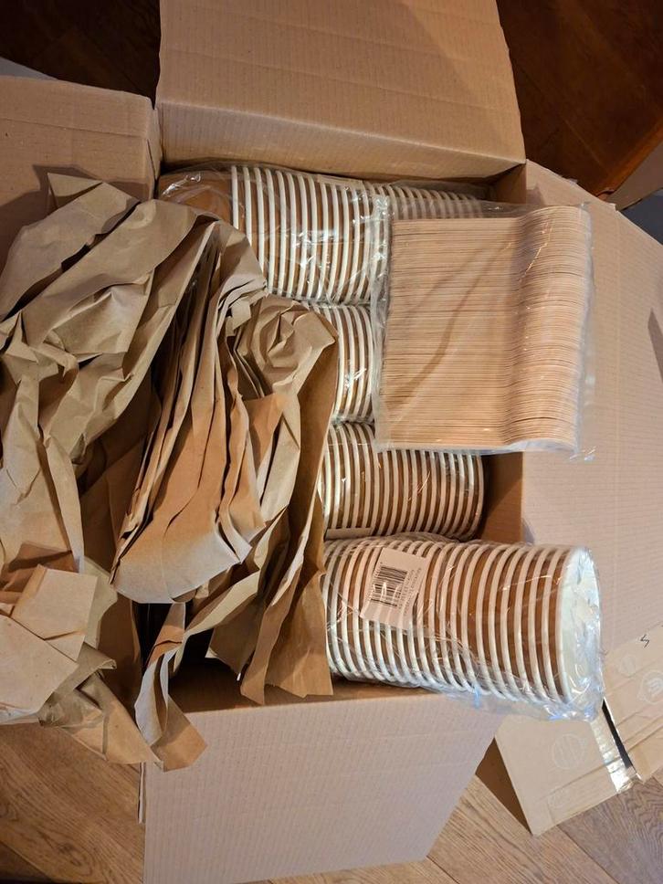 100 Wegwerp Soepkommen + Houten Lepels, Kleding | Dames, Kledinghangers, Nieuw, Hout, Kinderen en Volwassenen, Ophalen of Verzenden