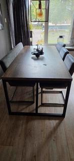 Eettafel met stoelen en bank, Ophalen, Gebruikt, 200 cm of meer, 50 tot 100 cm