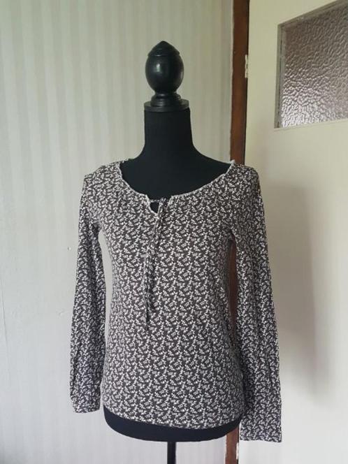 Boho bohemian stijl bruin witte Boysen's top, carmen hals S, Kleding | Dames, Tops, Gedragen, Maat 36 (S), Bruin, Lange mouw, Verzenden
