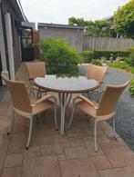 Zgan ronde tuinset met glasplaat, Tuin en Terras, Tuinsets en Loungesets, Ophalen, Zo goed als nieuw, Aluminium