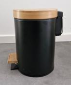 kleine afvalemmer  zwart met eikenhout kleurig - als nieuw, Ophalen, Kunststof, Zo goed als nieuw, Minder dan 10 liter