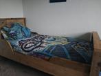 steigerhouten bed 1 persoons, bed, 1 persoons bed, Ophalen, 85 tot 100 cm, Zo goed als nieuw, Matras