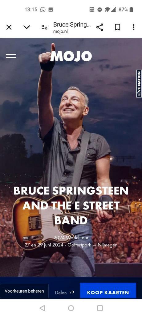 Bruce Springsteen Nijmegen juni, Tickets en Kaartjes, Concerten | Nederlandstalig, Juni