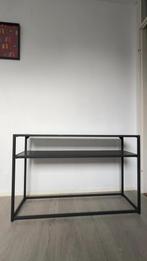 Metalen zwarte sidetable, Huis en Inrichting, Tafels | Sidetables, Ophalen, Gebruikt, 100 tot 150 cm, Metaal