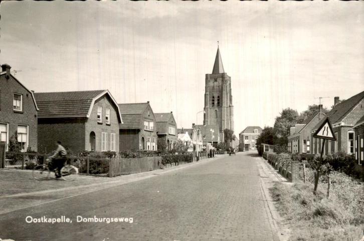 Oostkapelle- Domburgseweg, Verzamelen, Ansichtkaarten | Nederland, Gelopen, Zeeland, Voor 1920, Ophalen of Verzenden