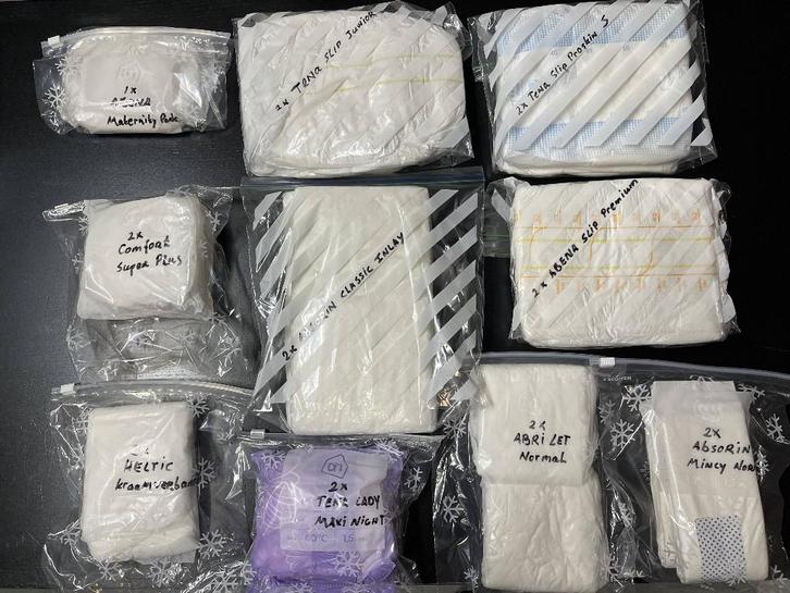 NIEUW: ABDL-proefpakket! Maat S (19 stuks), Diversen, Verpleegmiddelen, Nieuw, Verzenden