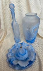 Te koop: prachtige 5-delige matglazen set, blauw!, Ophalen