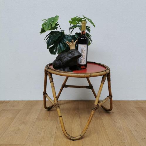 Vintage rotan, rattan, bamboe salontafeltje, bijzettafeltje, Antiek en Kunst, Antiek | Meubels | Tafels, Ophalen of Verzenden