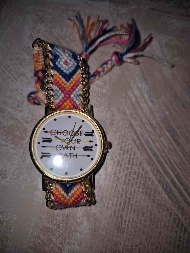 Uniek Polshorloge met Boho Band, Sieraden, Tassen en Uiterlijk, Horloges | Dames, Gebruikt, Polshorloge, Overige merken, Overige materialen