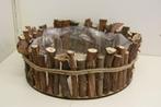 Houten bloempot/ plantenbak rustiek naturel. Nieuwstaat., 25 tot 40 cm, Rond, Ophalen of Verzenden, Zo goed als nieuw