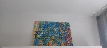 Schilderij 'chaotisch brein' acrylverf, ca 90 bij 65 beschikbaar voor biedingen