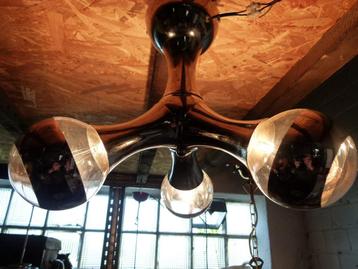 vintage plafondlamp space age stijl chrome metaal beschikbaar voor biedingen