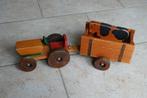 Houten tractor met aanhangwagen, Kinderen en Baby's, Speelgoed | Educatief en Creatief, Gebruikt, Ophalen of Verzenden