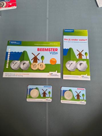 2 Herdenkingsmunt Beemster vijfje euro coincard BU en UNC beschikbaar voor biedingen
