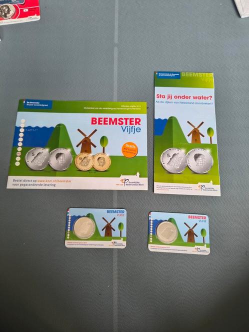 2 Herdenkingsmunt Beemster vijfje euro coincard BU en UNC, Postzegels en Munten, Munten | Nederland, Euro's, Koningin Beatrix