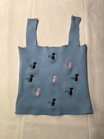 ZARA crop top maat S blauw met geborduurde katten & stretchy, Blauw, Ophalen of Verzenden, Zo goed als nieuw, Maat 36 (S)