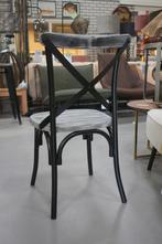 Eetkamerstoel Cross metaal & hout industrieel vintage (24x), Huis en Inrichting, Stoelen, Ophalen, Nieuw, Grijs, Vijf, Zes of meer stoelen