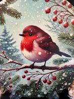 Roodborstje Winters Tafereel Aluminium Bord, Ophalen of Verzenden, Nieuw