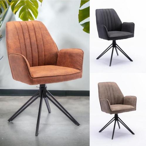 Draaibare microvezelstoffen eetkamerstoel, model Snow, Huis en Inrichting, Stoelen, Nieuw, Vijf, Zes of meer stoelen, Metaal, Stof