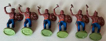 Vintage 6 Indianen Met Bijl en Schild.Made For Britain Ltd. beschikbaar voor biedingen