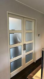 Dubbele schuifdeur 4 ruits, Gebruikt, Binnendeur, Ophalen of Verzenden, Schuifdeur