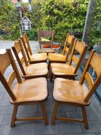 7 massief eiken stoelen, Ophalen, Gebruikt, Bruin, Vintage