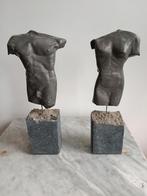 Borstbeeld van naakte man en vrouw. Kunst met lood., Ophalen of Verzenden, Zo goed als nieuw