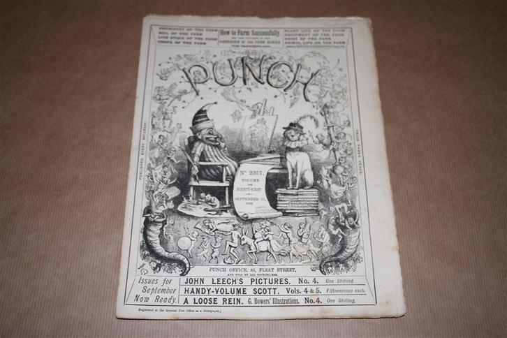 Zeldzaam antiek magazine - Punch - September 11, 1886 !!, Verzamelen, Tijdschriften, Kranten en Knipsels, Tijdschrift, Ophalen of Verzenden