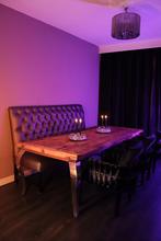 Luxe Rofra Home Eettafel+Gecapitonneerde Bank+Stoelen, Ophalen, 200 cm of meer, 50 tot 100 cm, Zo goed als nieuw