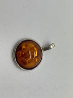 A902 Prachtige zilveren barnsteen hanger, Sieraden, Tassen en Uiterlijk, Antieke sieraden, Ophalen of Verzenden, Zilver, Hanger
