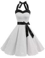Vintage jurk polka dot wit zwart halter Top M, Maat 38/40 (M), Wit, Nieuw, Ophalen of Verzenden